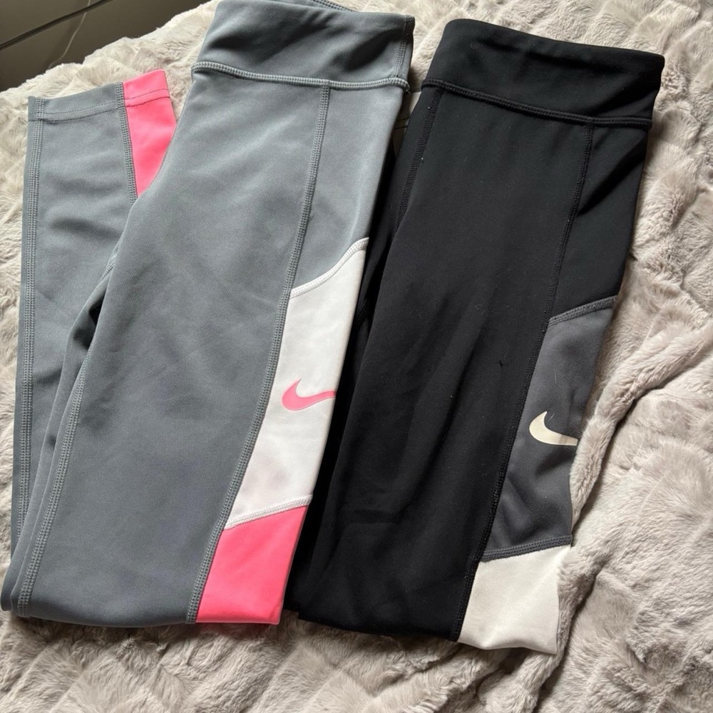 Nike Kids' Colorblock Leggings - Gray, Black, and Pink